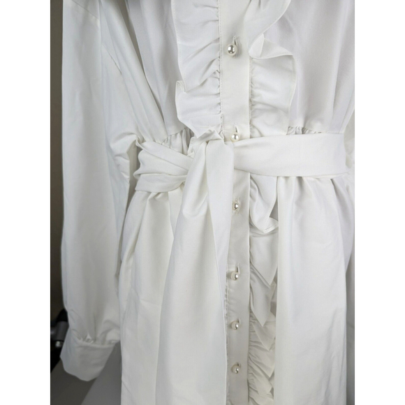 Sister Jane Curious Babydoll Dress White Broderie Bib Collar Pearl Button XL - Picture 6 of 11